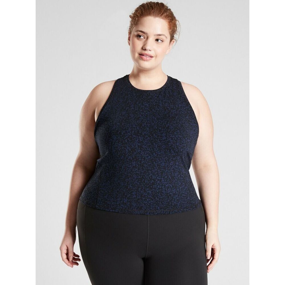 Athleta‎ Shanti Crop Tank Jacquard Blue Black Women's size 1X razorback athletic